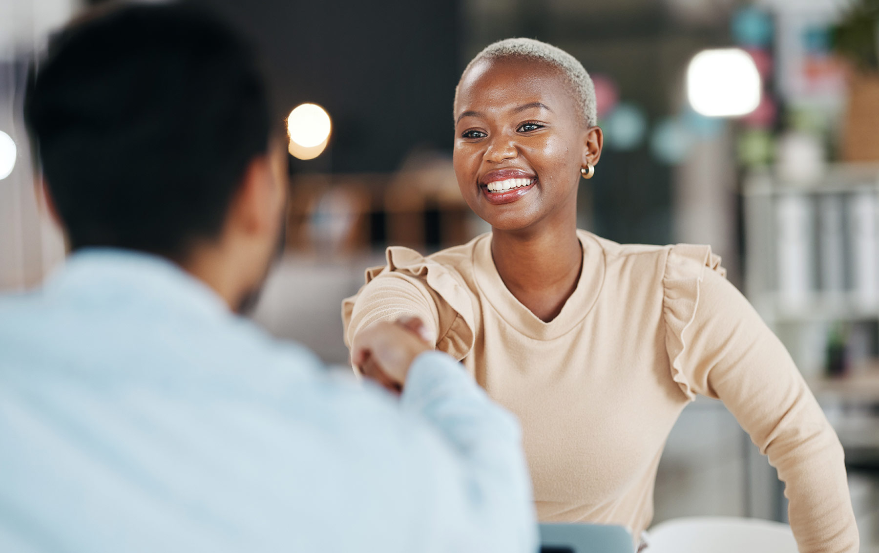 business woman shaking hands